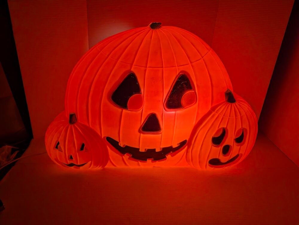 1995 Don Featherstone 31" PUMPKIN Trio BLOW MOLD Halloween Lighted Like new